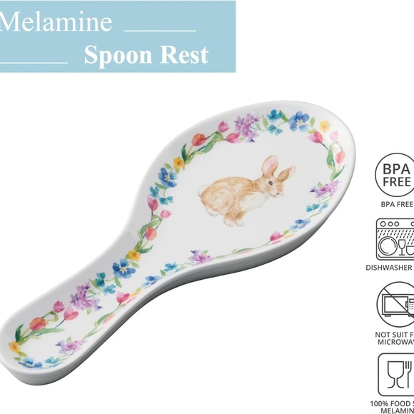 Melamine Spoon Rest Spoon 9.625 Inch for Kitchen Counter, Hello Easter Design - Picture 7 of 8
